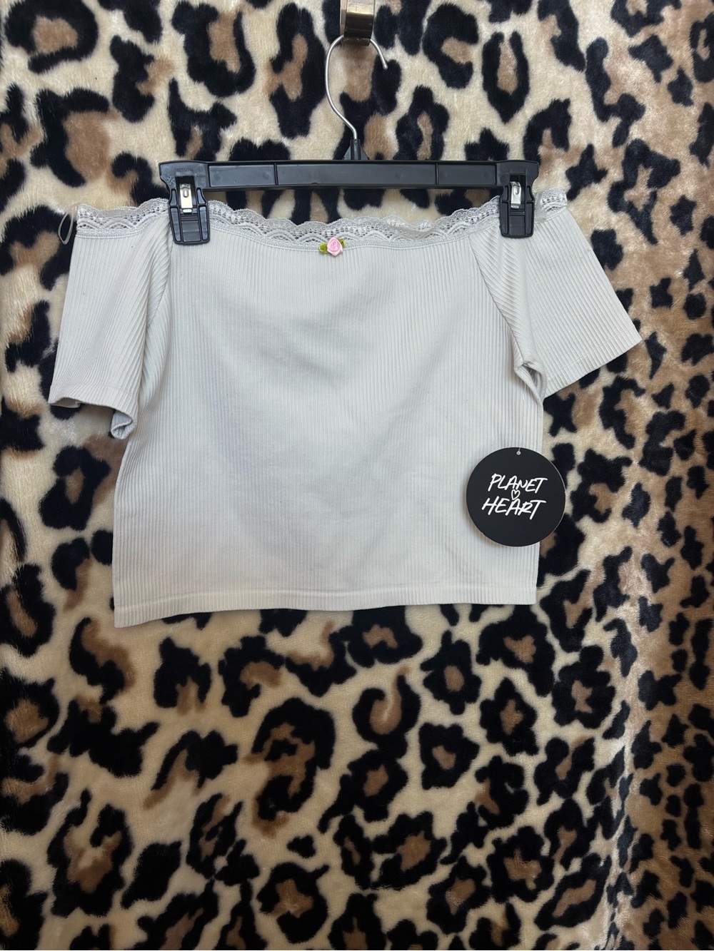 Off-Shoulder Crop Top in Light Gray